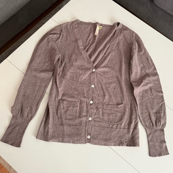 AVENTURA Organic Cotton Women's Knit  Brown Beige Cream Grey Cardigan Sweater S - Picture 1 of 2